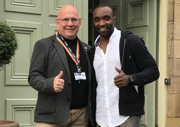 Sebastien Foucan with Charles Spring, Senior Lecturer in Applied Management at the Centre for Contemporary Hospitality and Tourism in Buxton.