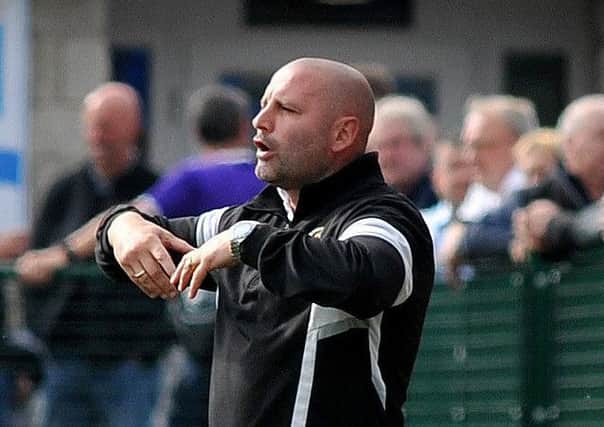 Buxton FC v Stafford Rangers, pictured is joint manager Steve Halford