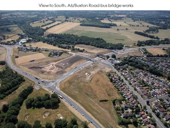 An aerial view of the new A6 to Manchester Airport link road junction between High Lane and Hazel Grove. Image: SEMMMS.