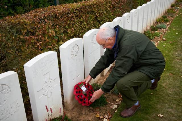 Clive Beddall lays the wreath. Photo: Martin Beddall.