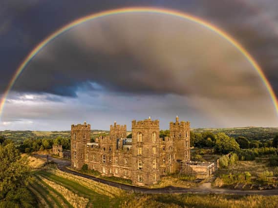 A 'perfect rainbow' over Riber Castle. Photo by Jon Clark.