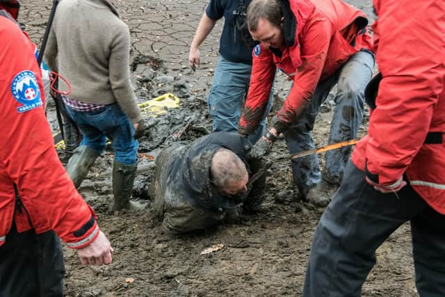 Shaun Taylor got stuck in the mud at Ladybower Reservoir
