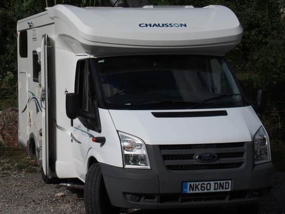 The white Ford Chausson motorhome