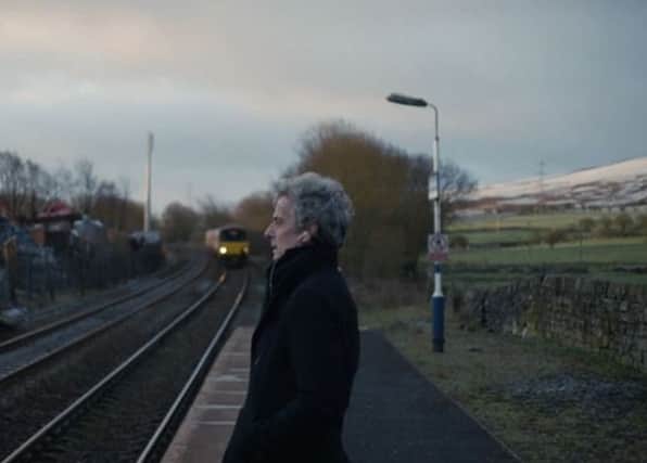 Peter Capaldi at Dove Holes railway station.