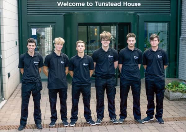 Last years intake of apprentices at Tarmac Tunstead: Sam Bennett, Eric Sherwood, Josh Taylor, Tom Kearney, James Isaac and Dustin Rodgers.