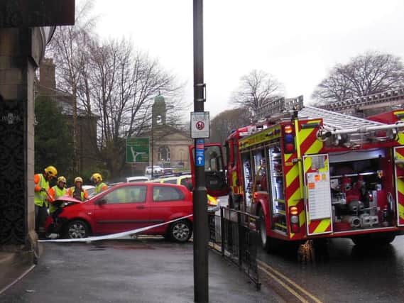 The crash on Cavendish Circus, Buxton.