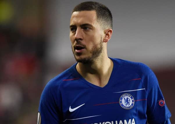 Chelsea's Belgian midfielder Eden Hazard is a target of Real Madrid. (Photo credit MICHAL CIZEK/AFP/Getty Images)