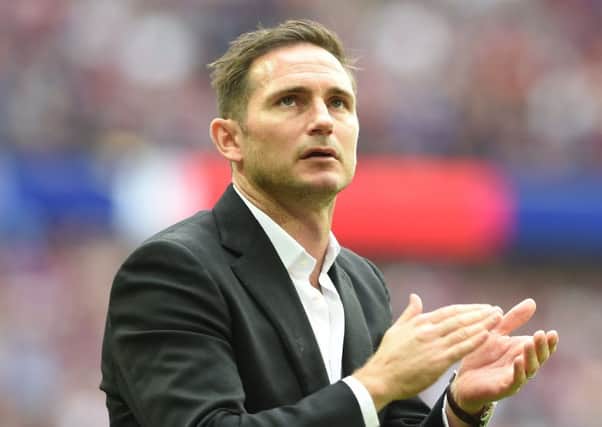 ASTON VILLA v DERBY COUNTY;Championship Play-Off Final;SkyBet;
27/05/2019 3.00pm KO; Wembley Stadium;
Howard Roe/Ahpix.com
Derby's manager Frank Lampard applauds the Rams fans after the game
