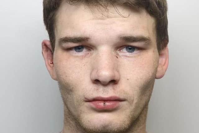 Pictured is Thomas Ankers, 25, of Victoria Park Road, Buxton, who has been jailed for 26 weeks after he admitted possessing a machete in public and smashing a door.