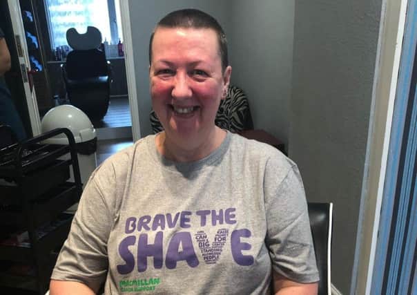Pauline Thomson after braving the shave for Macmillan Cancer Support.