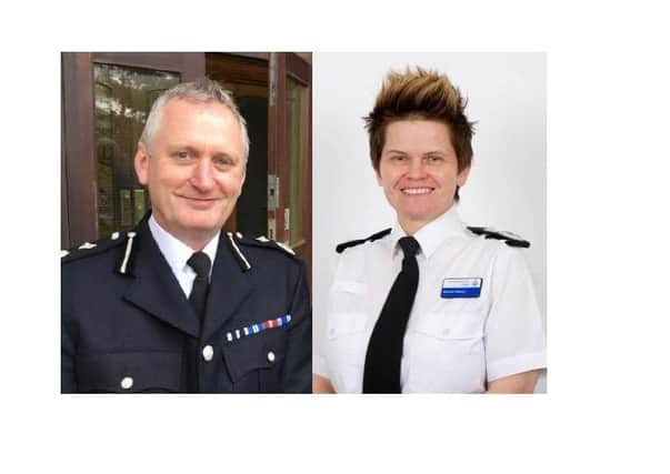 (Left) Derbyshire Police chief constable Peter Goodman has defended deputy chief constable Rachel Swann (Right) after 'hurtful and unnecessary' comments were made about her hairstyle on social media.