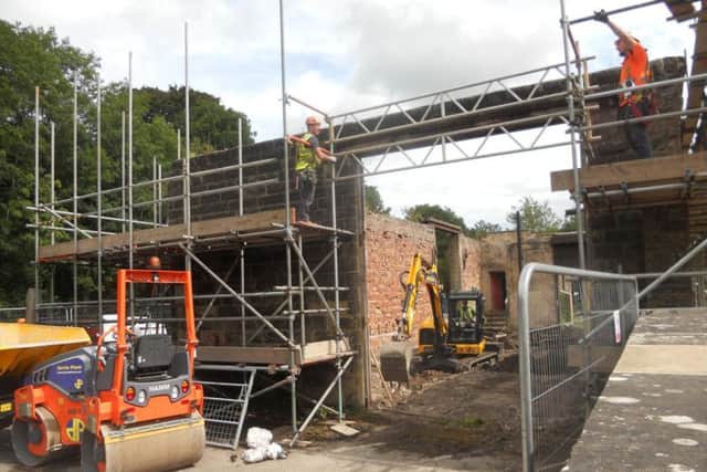 Work to restore the goods shed at Millers Dale station is underway. Photo: Peak District National Park Authority.