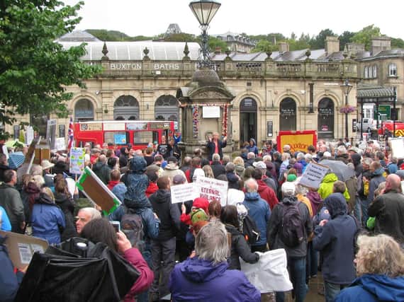 Saturday's protest rally in Buxton. Photo: Ben Evens.