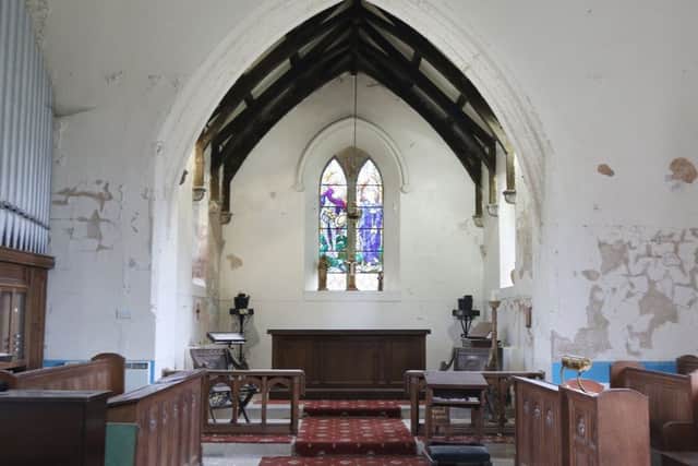 The altar area and arch was the only part of the church to survive the wartime bombing undamaged