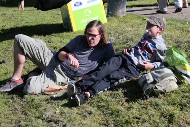 Becky Collinson and Leo chilling out.