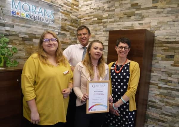 The Morans team with their certificate. Pictured from left: Natalia Krasowska, Lawrence Moran, Mel Redfern and Hannah Coram.