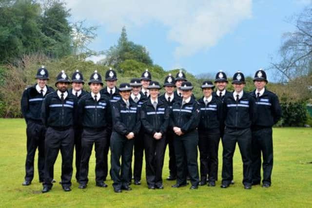 Police attestation, including Buxton's newest PC Jonathan Taylor, on the far right of the middle row. Photo contributed.