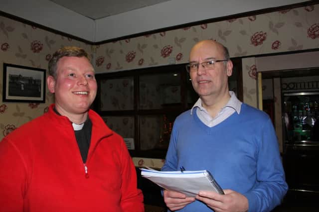 Father Jamie MacLeod and Kevin Worthington, of Whaley Bridge Matters. Photo contributed.