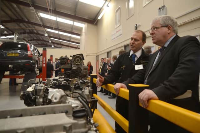 Buxton and Leek College, Skillsbase opening, Secretary for Transport Patrick McLoughlin in the automotive training area