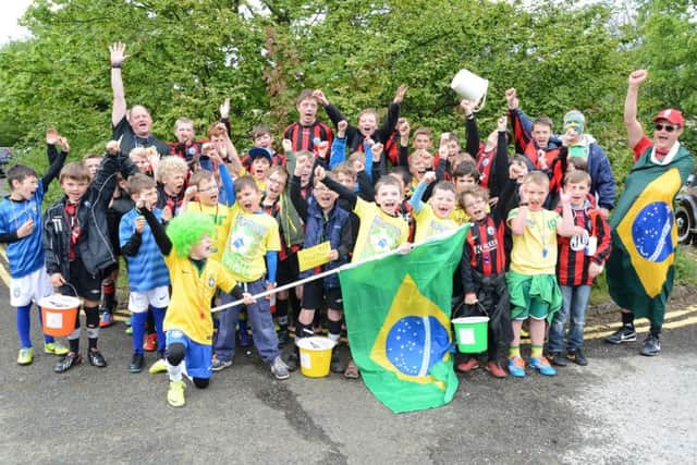 Hayfield May Queen parade. Hayfield Juniors FC ready for the World Cup