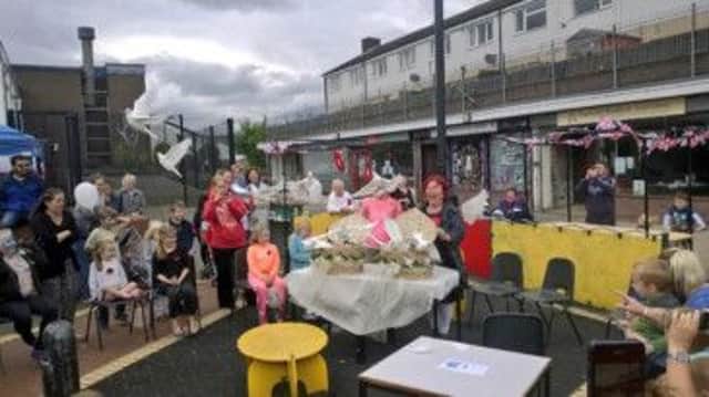 The releasing of the peace doves at Gamesley's Meet the Neighbours Day. Photo by Damien Greenhalgh.