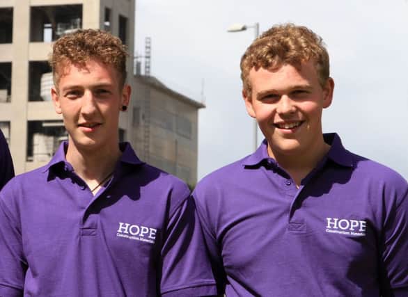 Henry Wilde (left) and Daniel Repton celebrate being chosen to take up apprenticeships with Hope Construction Materials.