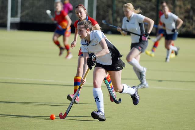 Matlock Baileans v Birmingham Uni (Hockey). No 13 Sarah Wain.