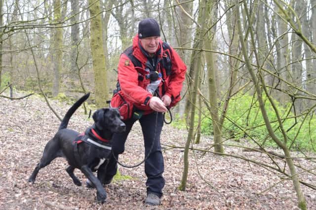 Buxton Mountain Rescue Team Nick Smith with Woody a specially bred trailing dog