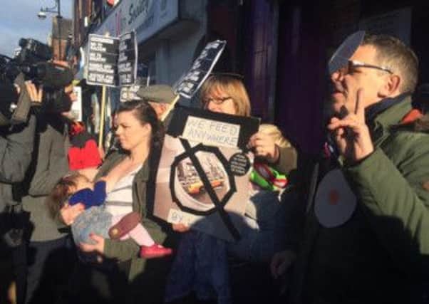 Protestors waiting for Ukip leader in Rotherham