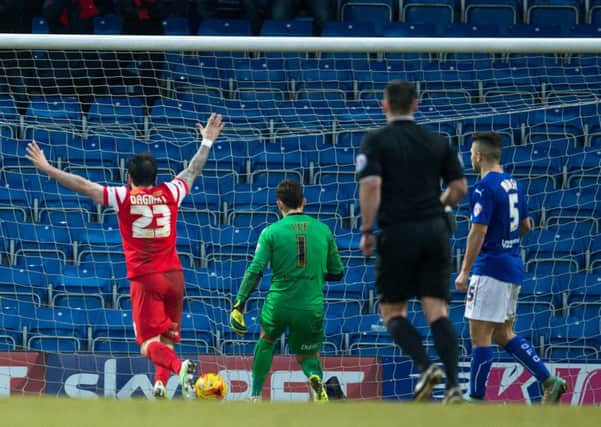 Chesterfield vs Leyton Orient - Dean Cox of Leyton Orient scores a late winner - Pic By James Williamson