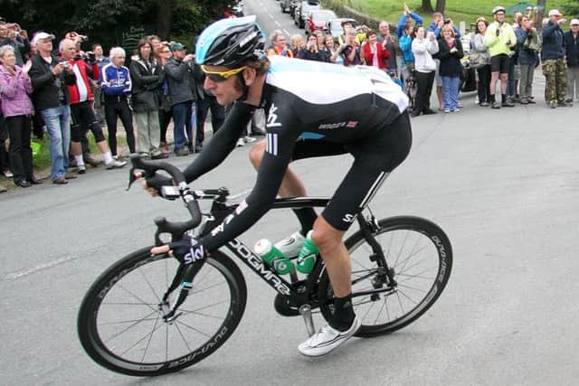 Bradley Wiggins in Tour of Britain action when the event visited the Peak District in 2012. Photo: Jason Chadwick.