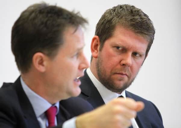 Nick Clegg, left, answers questiosn from The Star editor James Mitchinson at our exclusive Sheffield Hallam candidates debate