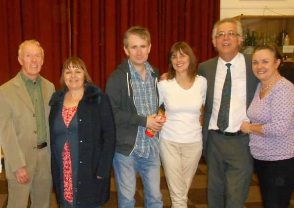 Bryce Glithero, Susan Devaney, Mark Poole, Yvonne Walker, Martin Devaney and Jane Small in High Tor Players' production of Duets.