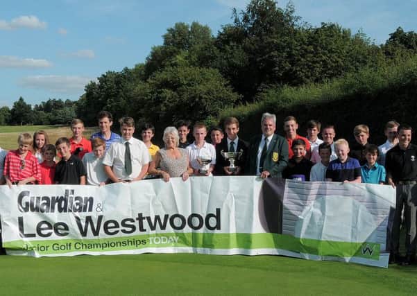 Lee Westwood Worksop Guardian Junior Golf Championship - Group of competitors with Trish Westwood & Club Captain Steve Webster