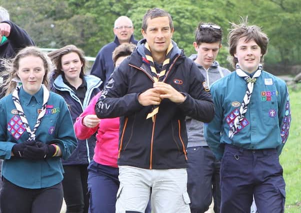 Chief Scout Bear Grylls at the gathering of High Peak Scouts at Gradbach campsite