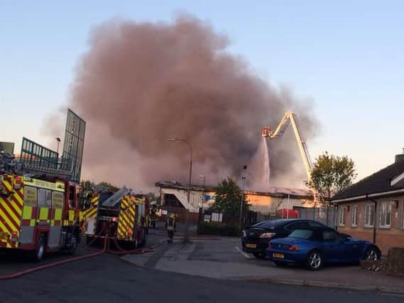 The factory fire at Tibshelf Services. Picture from Derbyshire fire service.