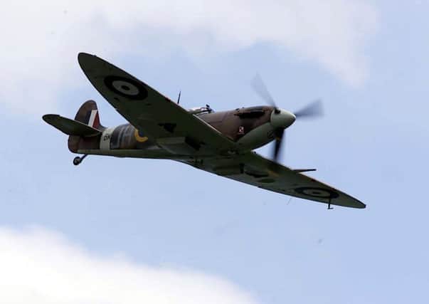 A Spitfire in action in the skies.
