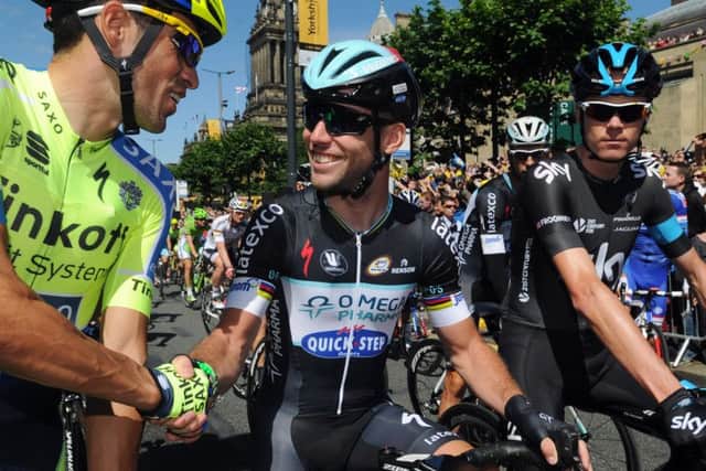 Mark Cavendish, centre, will also be competing at the 2015 Tour of Britain when it comes through Derbyshire.