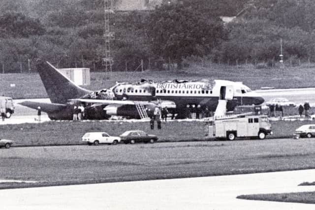 Fifty-five people died in a fire which engulfed a British Airtours plan on the runway at Manchester airport on August 22, 1985.