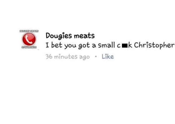 One of the insults posted by Dougies Meats on the company's Facebook page.