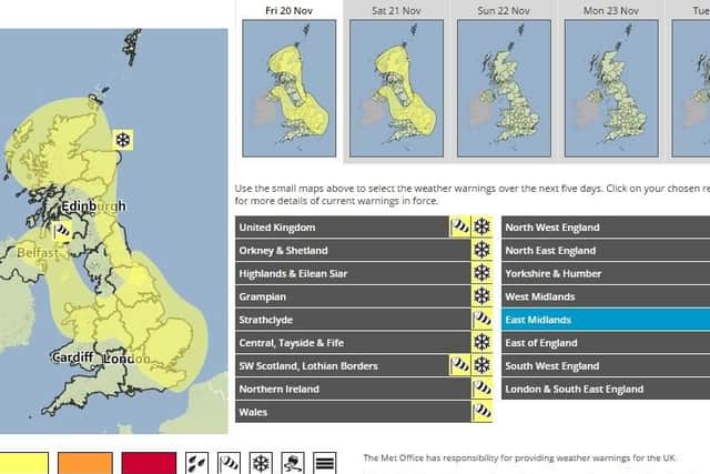The Met Office forecasts northerly winds bring icy climes to most of the Midlands and North.