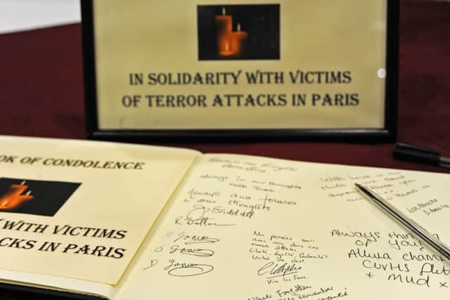 Hundreds of people across Derbyshire have written in condolence books after the Paris terror attacks.