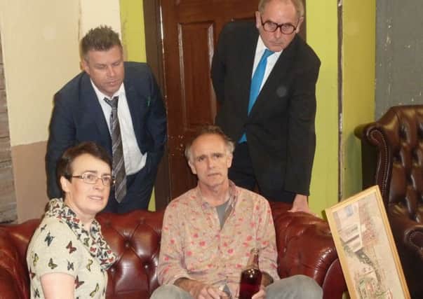 Denys Edwards Players production of iDead Reckoning. Standing at the back, left to right,  Alisdair Low, John Castell . Seated left to right Janet Black, Steve Carter.