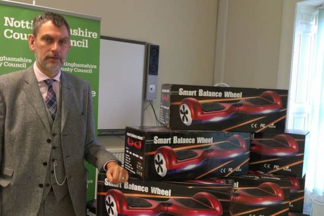 Paul Gretton, Trading Standards officer at Nottinghamshire County Council has helped to seize 19 potentially dangerous 'hoverboard' gadgets in the county