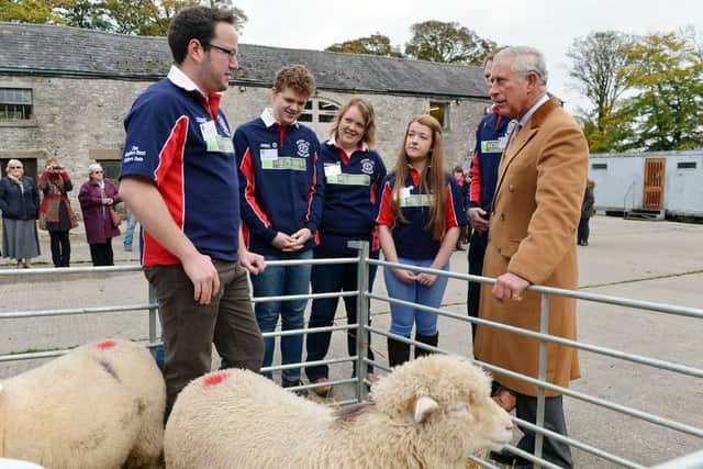 Prince Charles visits the Farming Life Centre during his trip to Derbyshire.