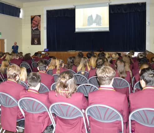 Students at Glossopdale Community College watching 'Betrayal'.