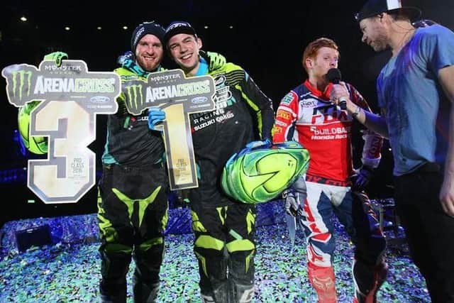 Team SR75 Molson Racing Suzuki celebrate a double podium