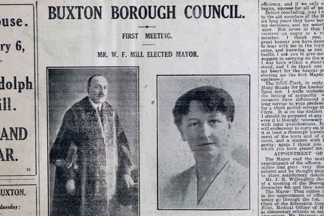 Buxton Advertiser archive, the first mayor of the borough of Buxton W F Mill elected at the creation of the boto on New Years Day 1917