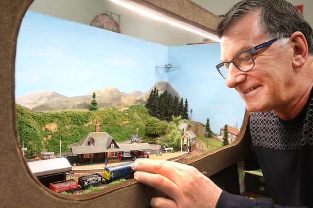 NMDRM annual show, Derek Gelsthorpe with his N gauge layout built inside a piece of furniture