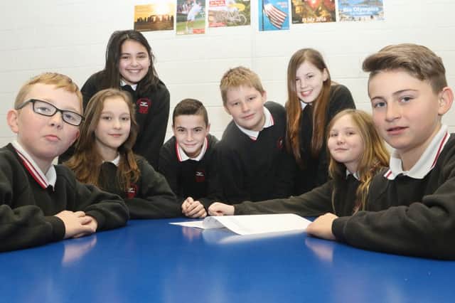 Year Seven's from Chapel High School celebrate the schools outstanding Ofsted report
